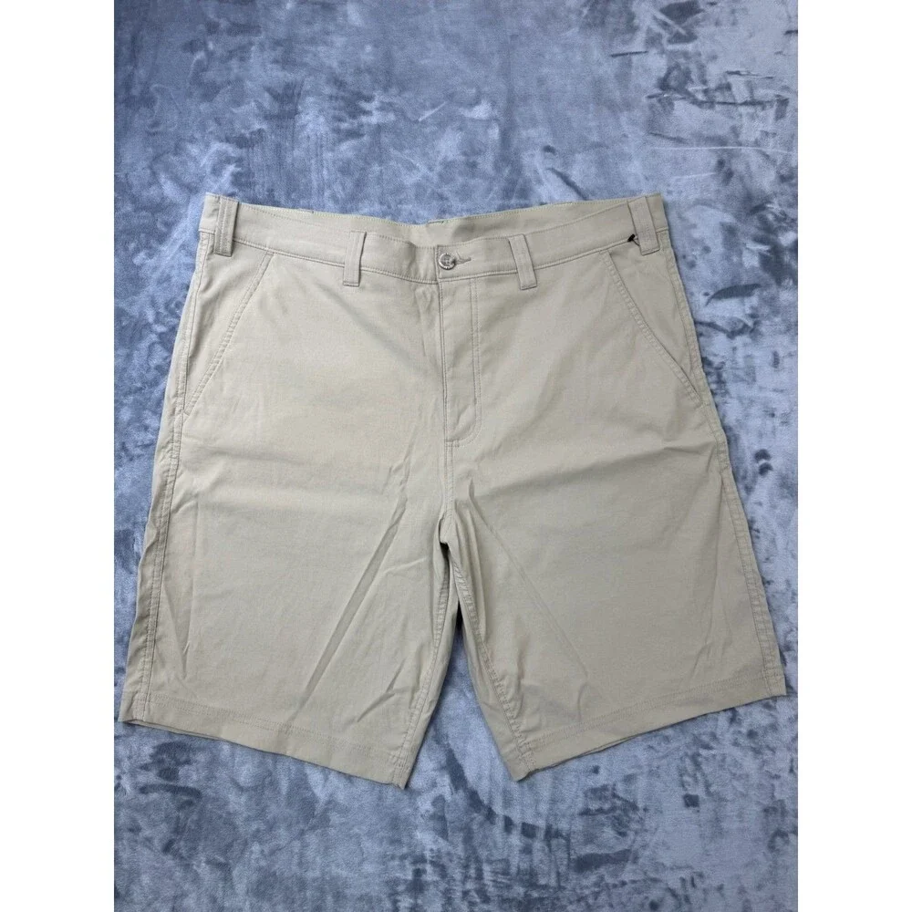 Eddie Bauer Mens sz 38 Shorts Beige Cargo Rainer Tech Inseam 10